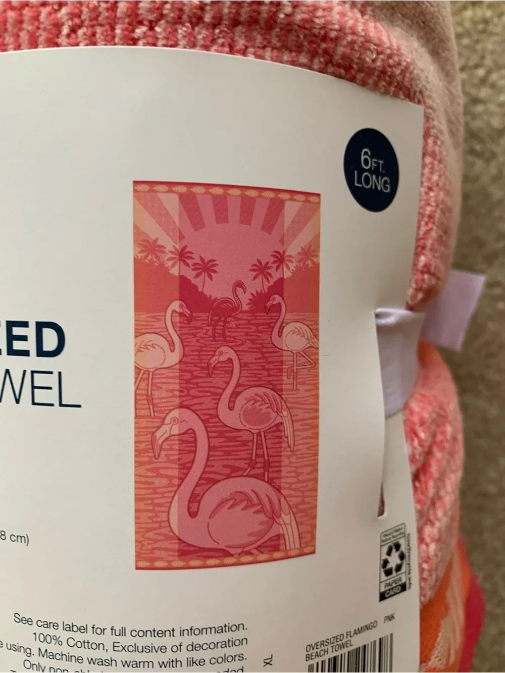 The Big One Pink and Coral Flamingo Beach Towel